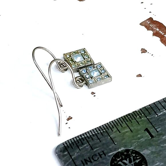 Dainty Vintage Blue Stone Dangle Earrings, Minimalist - Picture 4 of 4